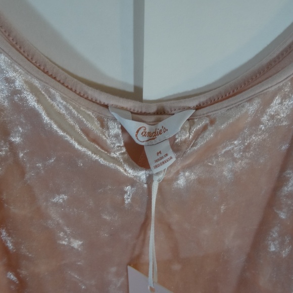 Candies Pink Velour Sleeveless Bodysuit - Picture 4 of 5